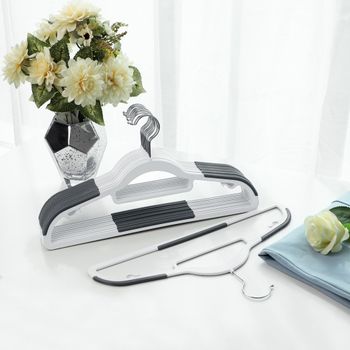 30 perchas antideslizantes de plástico de color blanco y gris