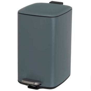 Papelera cuadrada de pedal gris de 20 litros