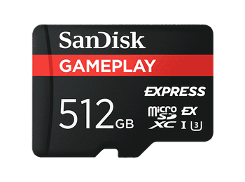 Tarjeta Micro SD - Sandisk Express Gameplay, 512GB, Hasta 880 MB/s lectura, U3, Para Nintendo Switch 2, Negro