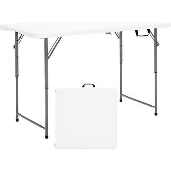 Mesa Camping Plegable Mesa Picnic Plegable Portátil Con Ajuste Altura De 3 Niveles Costway 120 X 60 X 49 Cm