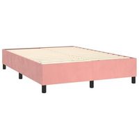 somier de laminas sobre patas estructura de cama 140x200 cm tela terciopelo rosa tdl0206958