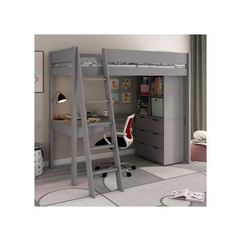Kids Avenue Estella High Sleeper with Chest, Storage Cubes & Desk