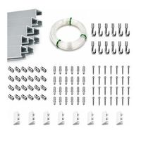 eurohang pack colgar cuadros sin agujeros 12m guias aluminio plata mate con 14 colgadores fast cuelga cuadros sin clavos hogar oficina