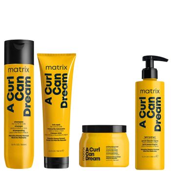 Matrix A Curl Can Dream Manuka Honey Infused Shampoo, Mask, Leave-in Cream and Hair Gel for Curls and Coils