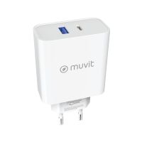 muvit for change cargador de pared 1 usb qc 30 18w1 usb-c pd 65w blanco