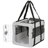 pawhut transportin blando para perros mini y gatos plegable con base rigida ventanas de malla 495x34x355 cm gris