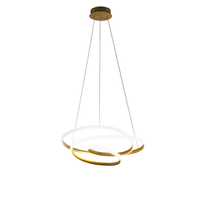 diva - lampara colgante led regulable 47w - diseno moderno en aluminio oro cepillado luz calida 3000k anillos entrelazados d65cm