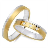 alianzas 18 quilates oro amarillo-blanco 3 diamantes