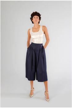 pantalones con pliegues navy