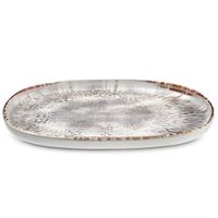 plato oval para steak o hamburguesa lote de 4 gres gris texturizado
