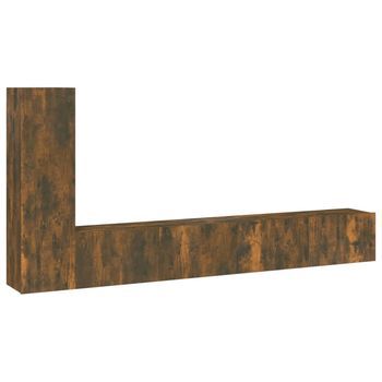 Set De Muebles De Tv 3 Pzas Madera Contrachapada Roble Ahumado Vidaxl