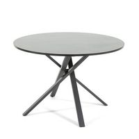 mesa redonda  r110 cm con patas de metal y tablero laminado efecto granito - carlo