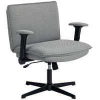 homcom silla de oficina piernas cruzadas con reposabrazos abatible asiento ancho sin ruedas altura ajustable giratoria gris   aosom espana