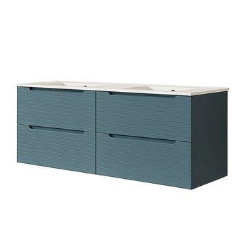 Kibath Mueble De Baño Con Lavabo Boreal 120x45 Cm Acabado Azul Oceano Mate 2 Cajones Suspendido
