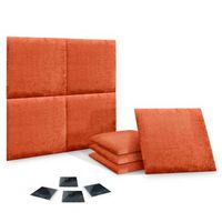 dhome juego de 8 paneles tapizados de lana ecologica pack autoadhesivos para pared acusticos absorbentes proteccion naranja 60x60cm x8