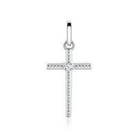 colgante cruz en oro blanco de 14 quilates con diamante