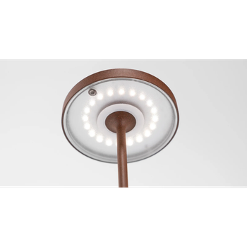 Lámpara De Mesa Led Recargable Y Regulable Poldina Reverso Corten Con Duración De Batería De Hasta 12 Horas. Ip65 Para Exteriores