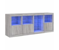 vidaxl aparador con luces led gris sonoma 164x37x67 cm