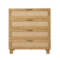 comoda de abeto macizo y fibras naturales color natural con 4 cajones