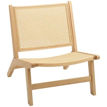 Homcom Sillón De Salón Con Respaldo Y Asiento De Ratán Natural