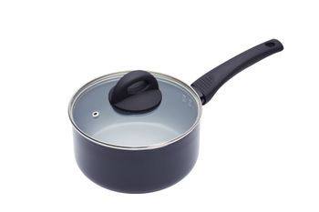 Cacerola de 18 cm con tapa antiadherente de aluminio negro