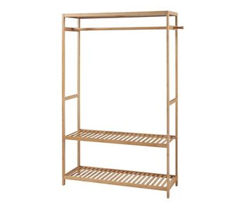 Perchero burro herøy con 3 estantes perchas bambú 165x100x35cm - natural [en.casa]
