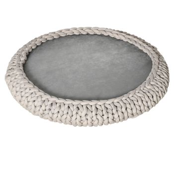 PawHut Colchón para Perros y Gatos Redonda, Elevada y Lavable en Algodón PP, Cojín Relleno, 93x15 cm, Gris   Aosom España