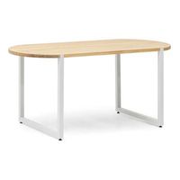 mesa uley ovalada 160x80x75cm blanca en madera maciza de pino acabado natural estilo nordico industrial box furniture