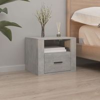 mesita de noche de pared - dormitorio - madera contrachapada - gris hormigon 50x36x40cm