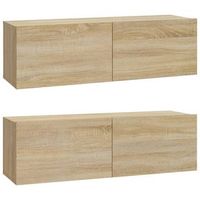 muebles tv de pared 2 uds madera ingenieria roble 100x30x30 cm vidaxl