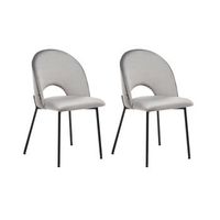 conjunto de 2 sillas de comedor de terciopelo gris negro covelo