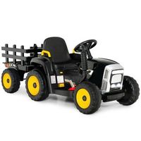 tractor para ninos de 12 v con remolque desmontable y coche de juguete electrico con control remoto color negro