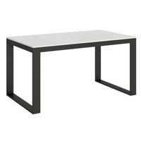mesa extensible moderna tiroz de 6 a 12 plazas de 160 a 264 cm de ancho blanca con estructura de metal antracita