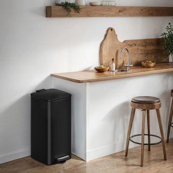 Cubo de basura de cocina 30 l de acero inoxidable plata y negro