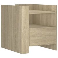 mesita de noche con cajon y estante 45 x 50 x 50 cm madera contrachapada color roble dec033883