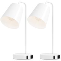 homcom pack de 2 lamparas de mesa modernas en acero con puertos usb casquillo e27 bombilla no incluida blanco   aosom espana