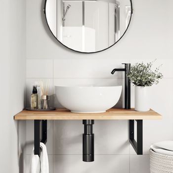 Encimera Tocador Baño Madera Maciza Acacia Sin Tratar 80x50x2cm
