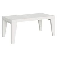 mesa de comedor extensible de madera naxo-color blanco-soporte 2 pies-alargaderas -ancho extensible