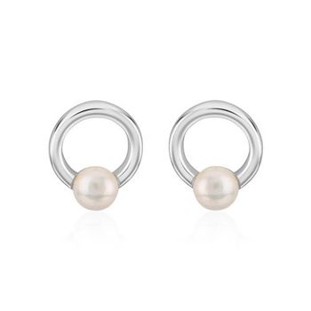 Pendientes circulares de plata 925 con perlas