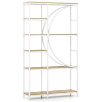 costway estanteria de 6 niveles libreria industrial con estantes de almacenaje abiertos estanteria de exhibicion alta independiente en forma natural