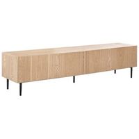 mueble tv moderno 2 cajones mdf madera de fresno frente acanalado sala de estar chapa de fresno claro blythe