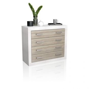 Cómoda chifonier amplia de 4 cajones 98x81,5 cm andersen pino gris