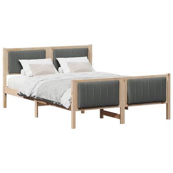 Cama Matrimonial | Cama Para Adulto | Estructura De Cama Negro Y Gris Oscuro 135 X 190 Cm