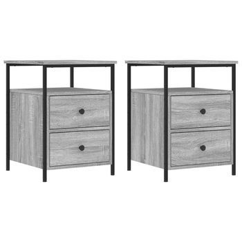 Mesitas Noche 2 Uds Madera Ingeniería Gris Sonoma 44x45x60 Cm Vidaxl