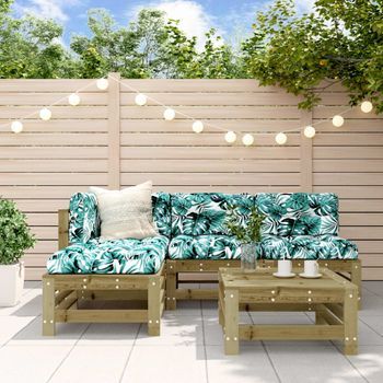 Conjunto De Sofás De Jardín 5 Uds | Mueble Jardin Mesa Y Sillas Madera De Pino Impregnada Cfw929422