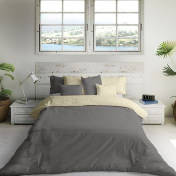 NATURALS - Funda Nórdica Lisa Bicolor Reversible - Algodón Extra Suave - 144 Hilos - Cama 90/105/135/150/180/200 - Fabricado en España