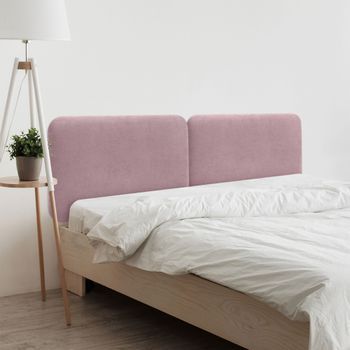 Dhome Cabecero Tapizado Liso Redondeado Tela Para Pared Acústicos Cabeceros Absorbentes Cabezal Cama Dormitorio (salmón, 190 Cm Dual)