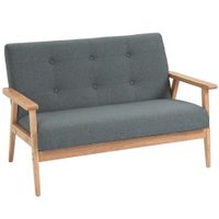 homcom sofa 2 plazas estilo escandinavo con reposabrazos patas de madera 115x665x73 cm gris   aosom espana