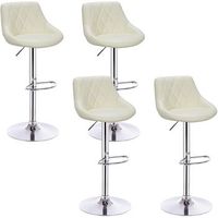 juego de 4 taburetes de bar con respaldo cuero sintetico39 x 47 x 104 cmregulable en altura cremawoltu