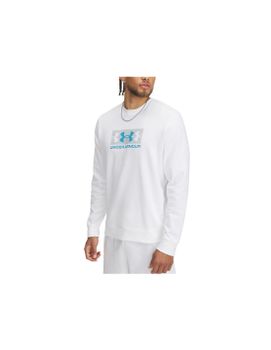 Sudadera Under Armour Rival Terry Logo Crew Hombre Blanco